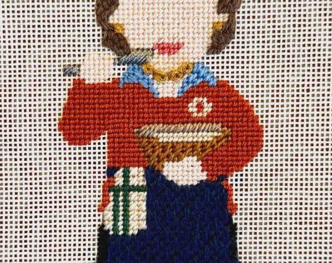 IN STOCK  French Needlepoint Canvas 5"x3"  finished size #18 mesh. Free Shipping. Unfinished canvas (picture is finished)