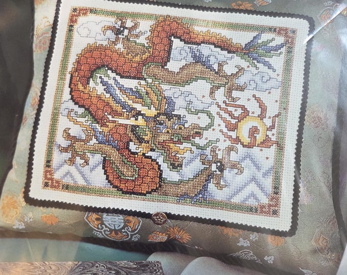 Joan Elliott Chinese Dragons. Mountains, Sea and Clouds Cross Stitch Pattern. Good Condition. Free Shipping.