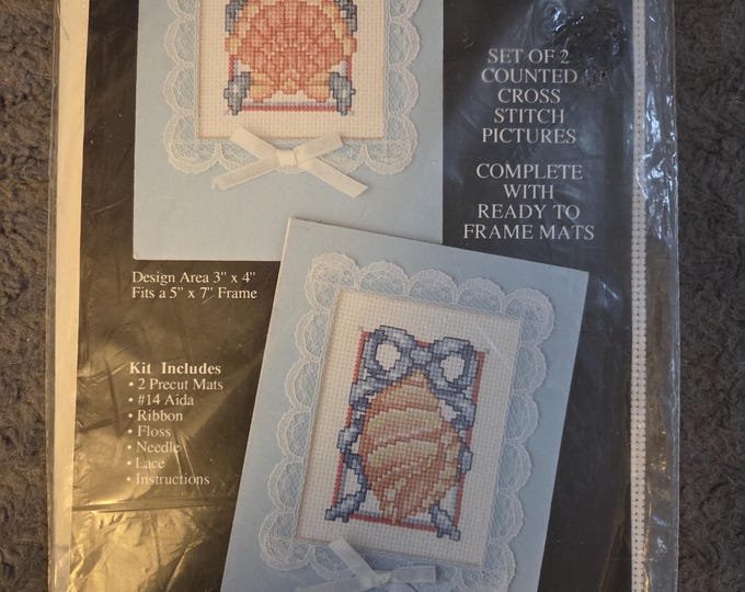 Design Works Mat Mates Seashells Counted Cross Stitch Kit. FREE SHIPPING. Older Packaging.