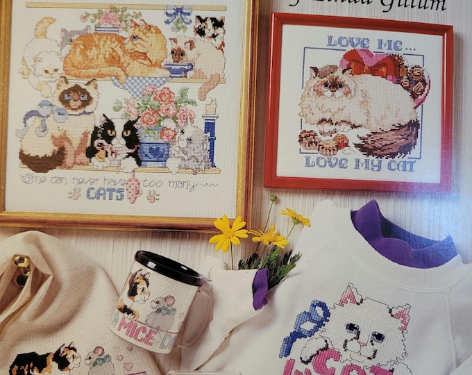 American School of Needlework Kitty Talk Cross Stitch Pattern. FREE SHIPPING.