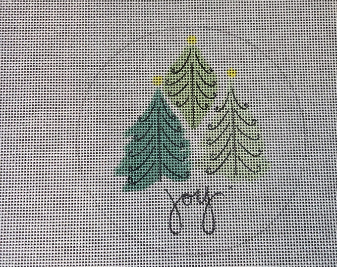 Camilla Moss Joy Needlepoint Canvas with Threads.  18 Mesh 4.5" Round. Preowned Estate Sale Like New Condition.