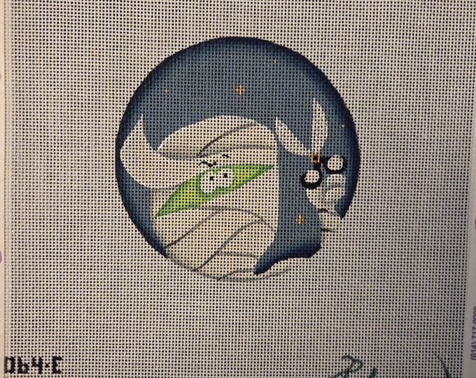 Rebecca Wood Snip  Needlepoint Canvas 18# 4" Round. Preowned Estate Sale Like New Condition. Free Shipping.