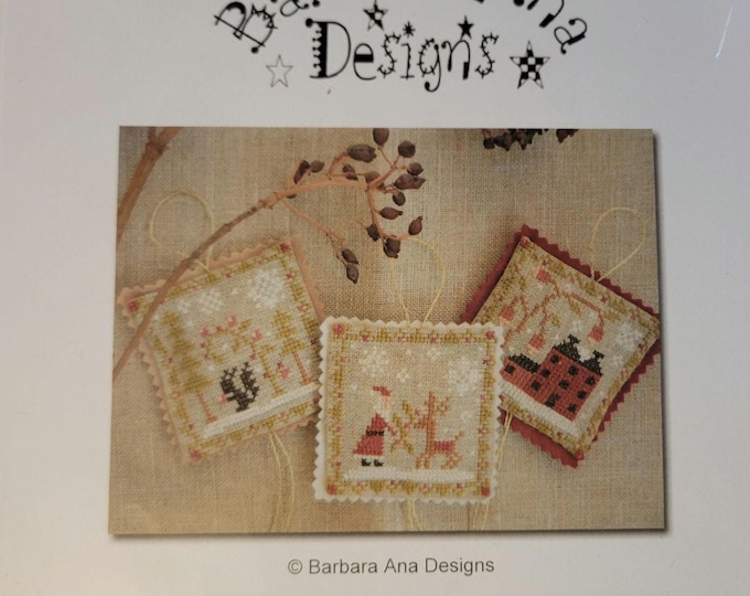 Creative Poppy Barbara Ana Designs Christmas Ornament Trio Cross Stitch Pattern. FREE SHIPPING. Good Condition