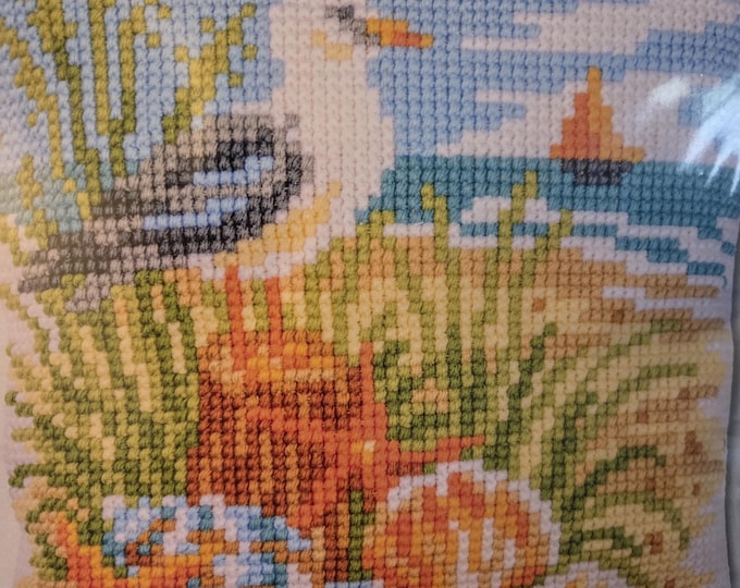 Vervaco Ocean Breeze Cross Stitch/Needlepoint Pillow Kit. FREE SHIPPING. New Condition.