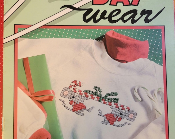 Vintage Holiday Wear Christmas Sweaters Cross Stitch Pattern Book. FREE SHIPPING.