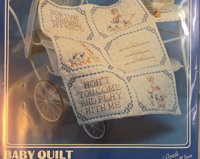 Vogart Baby Quilt Stamped Cross Stitch Kit. FREE SHIPPING. Older Condition. Floss Not Included.