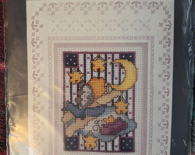 Design Works Angel with Stars Moon Card Counted Cross Stitch Kit. FREE SHIPPING.