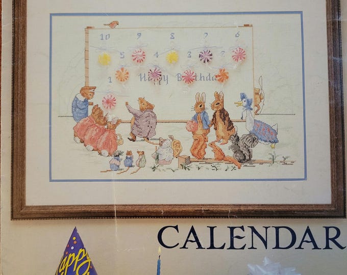 Beatrix Potter Happy Birthday Countdown Calendar Cross Stitch Pattern. FREE SHIPPING. Used Worn Condition with markings.