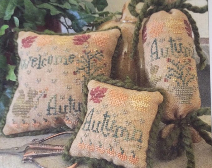 From the Heart Welcome Autumn Accessories Cross Stitch Pattern. FREE SHIPPING. Good Condition.