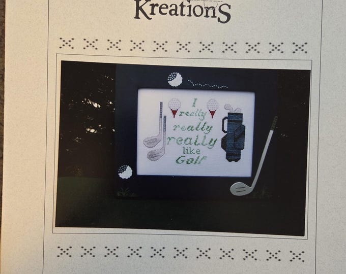 Poppy Kreations I Really Like Golf Cross Stitch Pattern. FREE SHIPPING. Used Condition