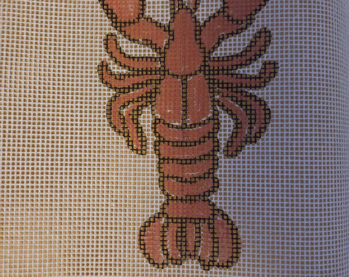 Lobster Handpainted Needlepoint Canvas 6" x 8". Free Shipping.