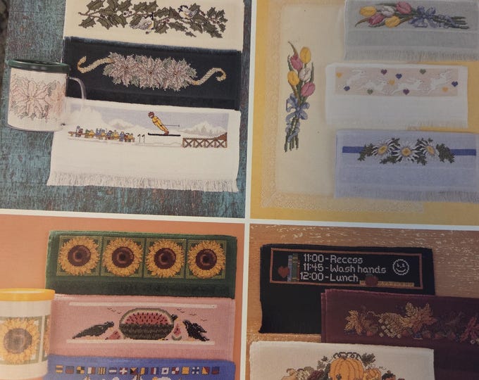 Just Cross Stitch Seasonal Towels & More Cross Stitch Pattern. FREE SHIPPING. Used Condition.