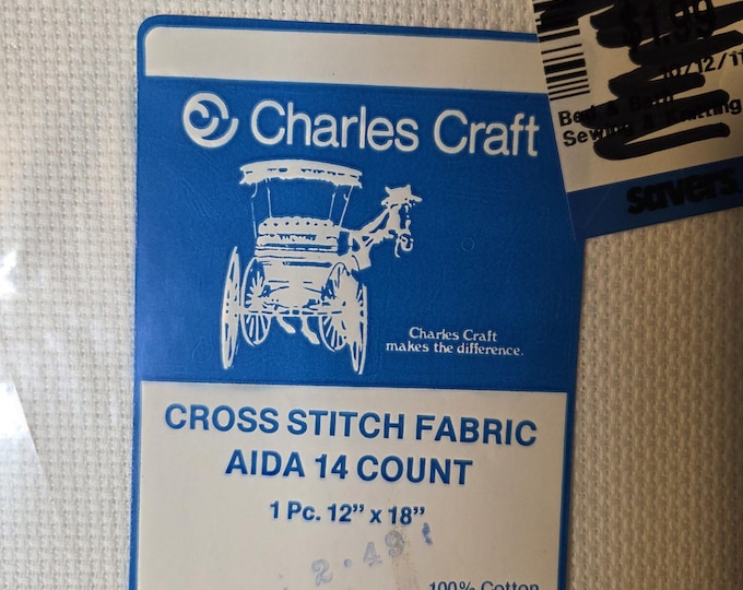 Charles Craft Aida Cloth 14ct 12"x18" white. FREE SHIPPING.