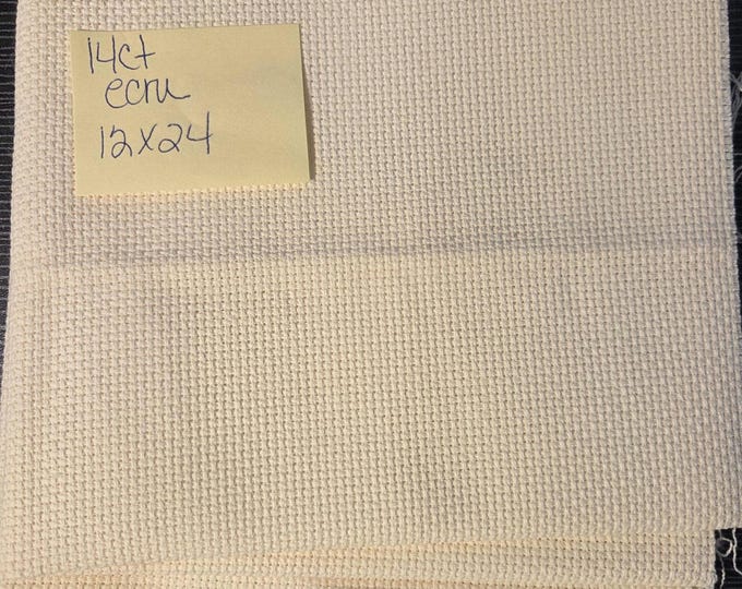 Aida Cloth 14ct 12"x24" Ecru. FREE SHIPPING.