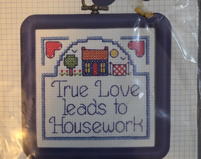 Stitchables WiseGuys True Love Leads to Housework Counted CrossStitch Kit. FREE SHIPPING. Older packaging.