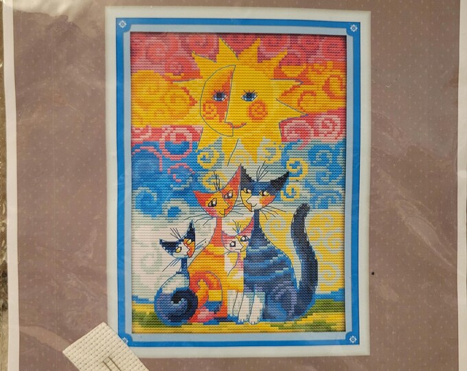 Benway Cats Under the Sun Cross Stitch Kit. FREE SHIPPING. New Condition.