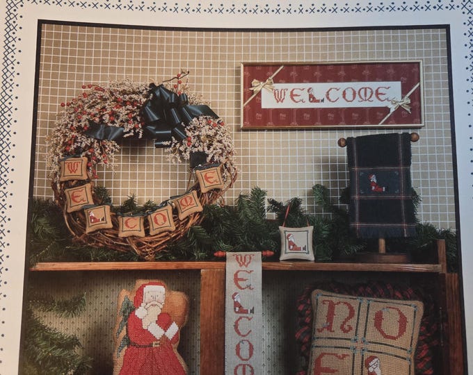 Pat Rogers Welcome Christmas Cross Stitch Pattern. FREE SHIPPING. Used Condition.
