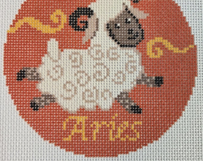 Aries Needlepoint Canvas. 18 Mesh 4" Round. New Condition. Free Shipping. Needlepaint LLC Design.