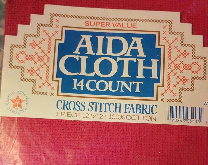 Super Value Aida Cloth 14ct 12"x12" red. FREE SHIPPING.
