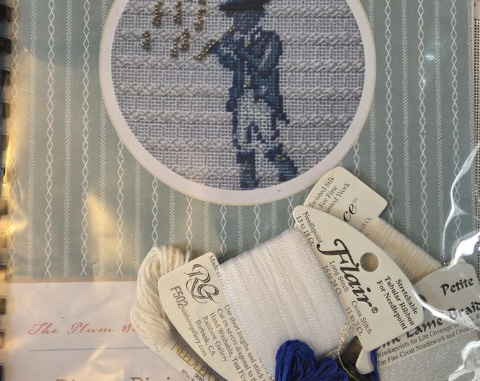 Plum Stitchery 11 Pipers Piping Kit Needlepoint Canvas Kit. 18# 4". Round. Preowned Estate Sale Good Condition.