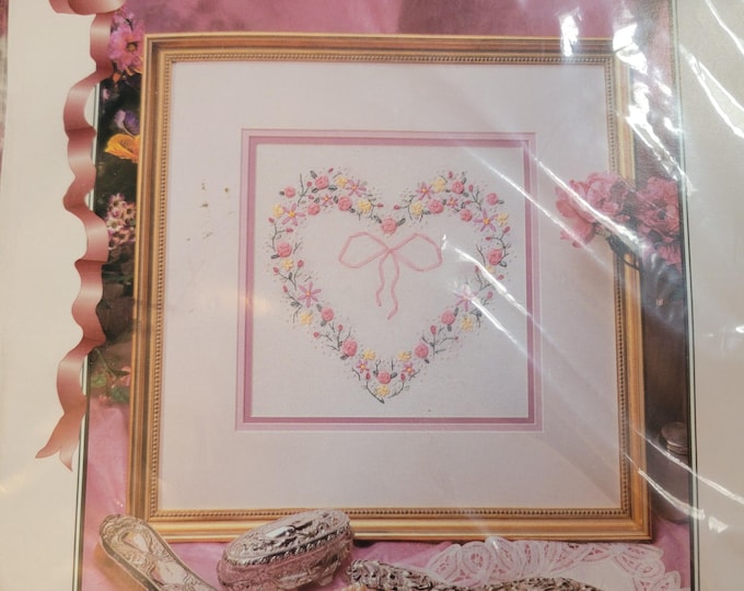 True Colors Victorian Heart Ribbon Embroidery Kit. FREE SHIPPING. Older Condition.