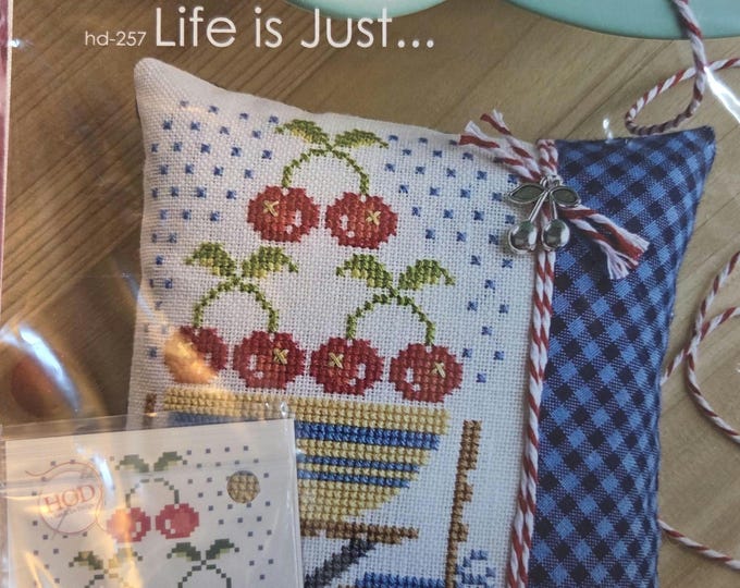 Hands on Design Life Is Just Counted Cross Stitch Chart, Embellishment and Fabric, Kit.FREE SHIPPING. Good Condition. No Floss.