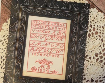 From the Heart Little M B 1834 Sampler Cross Stitch Pattern. FREE Shipping.