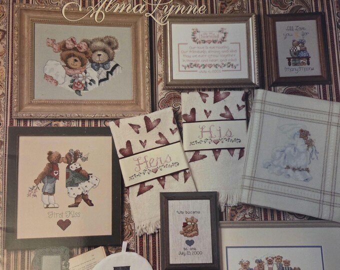 Jeanette Crews Wedding Bears Cross Stitch Pattern - FREE SHIPPING. Used Condition