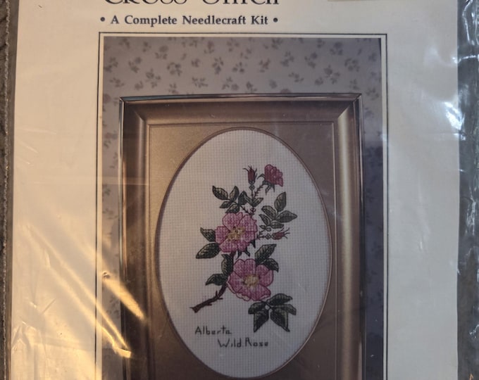 Canadian Cross Stitch Alberta Wild Rose Counted Cross Stitch Kit. FREE SHIPPING. Older Condition.