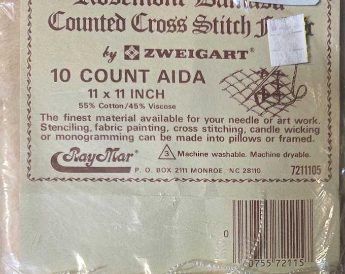 10ct 11"x11" Rosemont Damask White aida cloth. FREE SHIPPING.