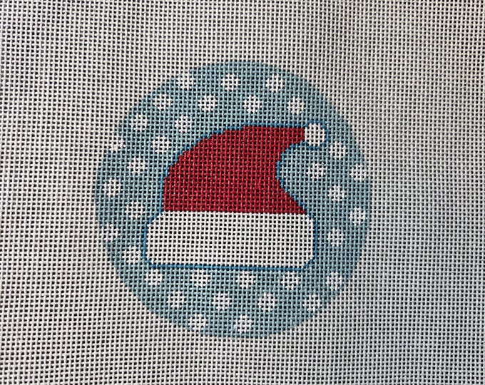 Patty Bee Snowflake Club Hats Co2-5 Needlepoint Canvas with Threads.  18 Mesh 3.5" Round Preowned Estate Sale Like New Condition.
