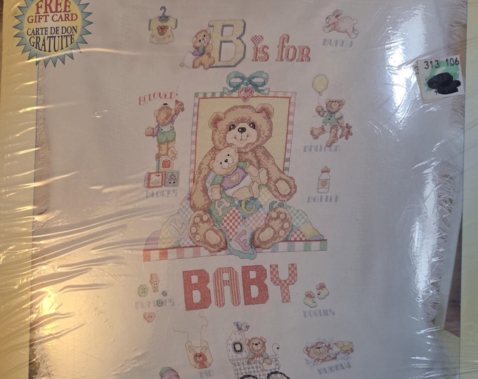 Janlynn B is for Baby Blanket Counted Cross Stitch Kit. FREE SHIPPING. Older Condition. Retaped Packaged.