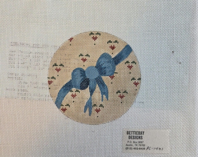 Flower Handpainted Needlepoint Canvas 6" x 6". Older Condition. Free Shipping.