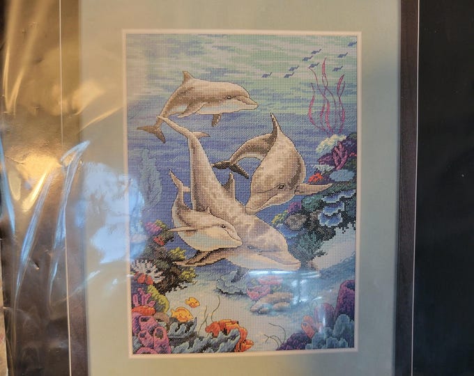 Dimensions The Dolphins Domain Counted Cross Stitch Kit. FREE SHIPPING. Older Condition Repackaged in a Polybag.
