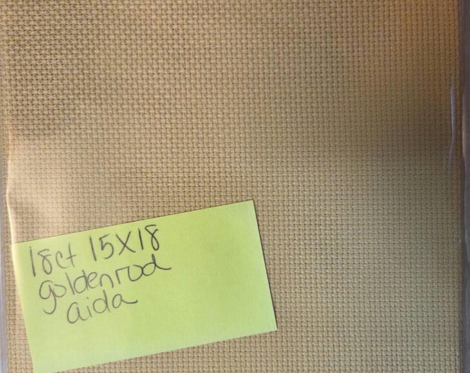 18ct 15"x18" Aida Golden Rod/Mustard. FREE SHIPPING.