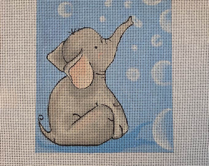 Oasis Y-4 Elephant Bubbles Needlepoint Canvas. 13# Finished Area 6"x7.5" Size 10.5"x11.75". Preowned Estate Sale Good Cond. Free Shipping