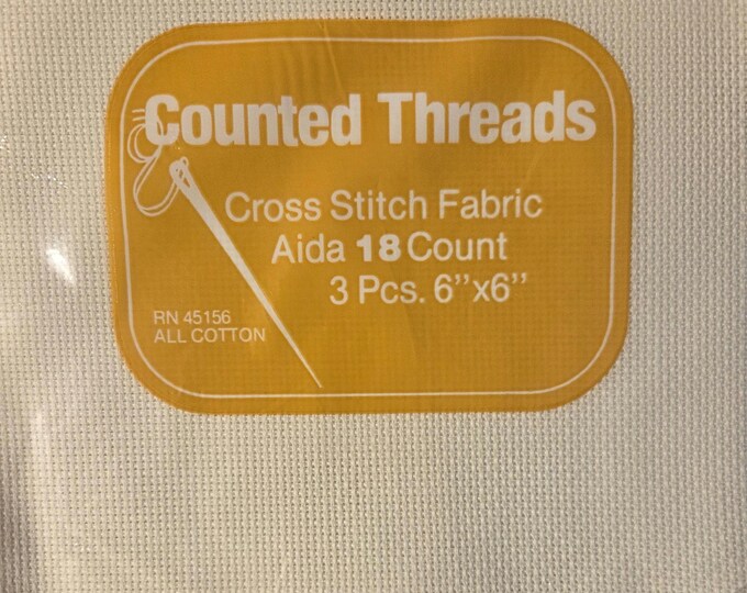 3 pieces 18ct Ecru Aida Cloth 6x6. FREE SHIPPING.