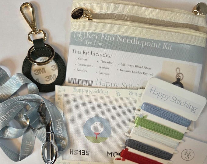 Tee Time Key Fob Needlepoint Kit. FREE SHIPPING. New Condition. Great for Beginners.