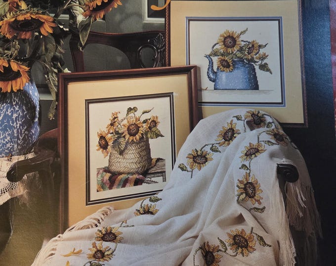 Leisure Arts Sunflowers Cross Stitch Pattern. FREE SHIPPING. Used Condition.