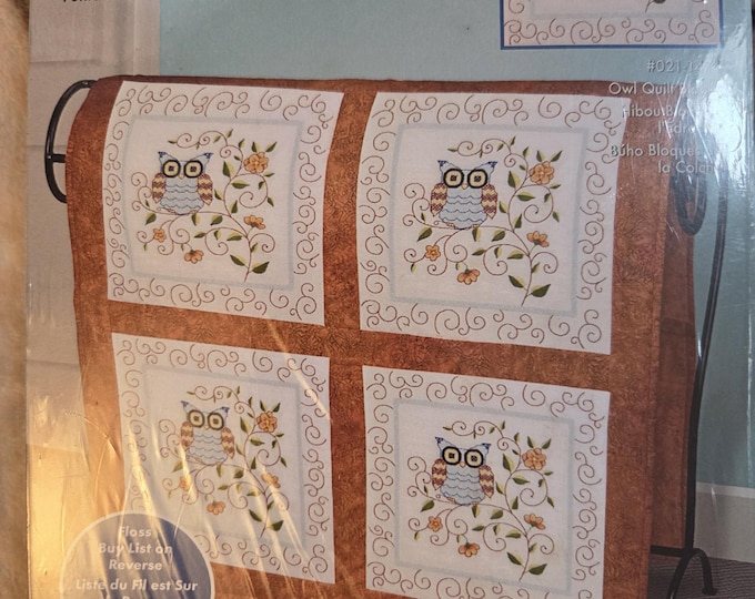 Janlynn Owl Quilt Blocks Stamped Cross Stitch Kit. FREE SHIPPING. Good Condition. No floss included.