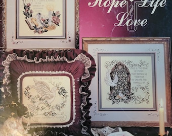 Stoney Creek Hope Life Love Cross Stitch Pattern. FREE SHIPPING. Bad Condition loose pages but still very much usable.