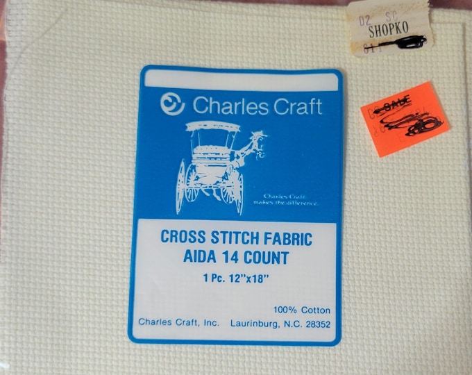Charles Craft Aida Cloth 14ct 12"x18" off white. FREE SHIPPING.