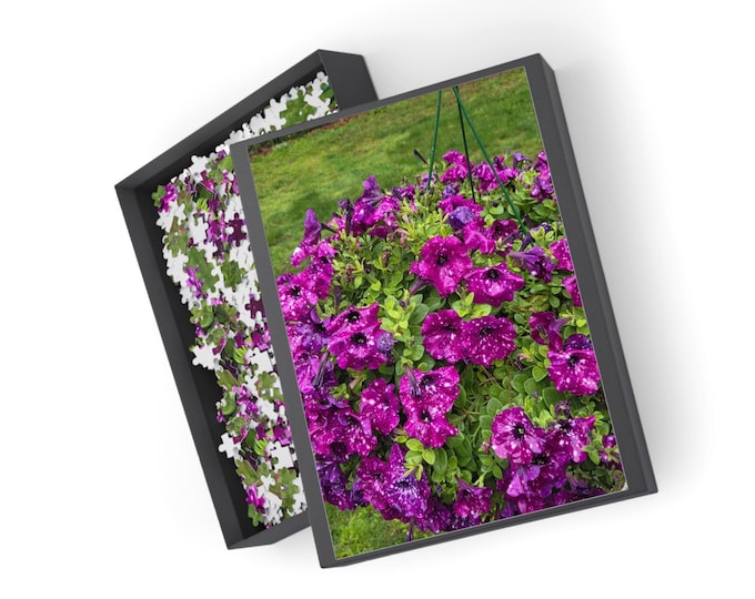 Purple Petunias Photo Puzzle 96-1000 Piece | Floral jigsaw puzzle