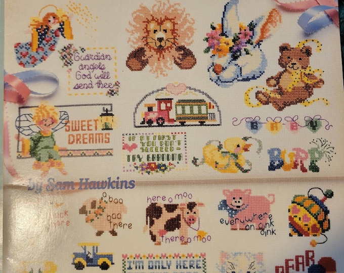 Vintage American School of Needlework 50 Baby Designs Cross Stitch Pattern Book. FREE SHIPPING.