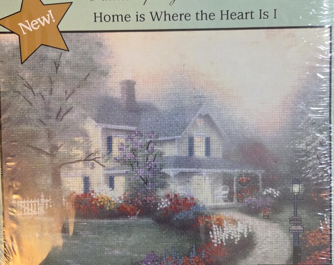 Thomas Kinkade Home is Where the Heart Is Embellished Cross Stitch Kit. FREE SHIPPING. Good Condition.