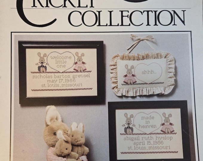 The Cricket Collection Rabbit Sampler Cross Stitch Pattern. Free SHIPPING. Used Condition.