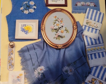 Vintage Denim and Daisies. Cross Stitch Pattern Book