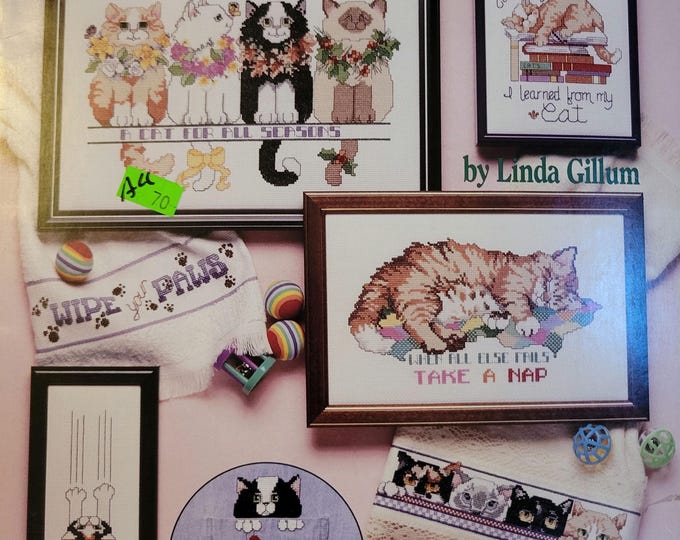 American School of Needlework Cat Purr-sonalities Cross Stitch Pattern. FREE SHIPPING.