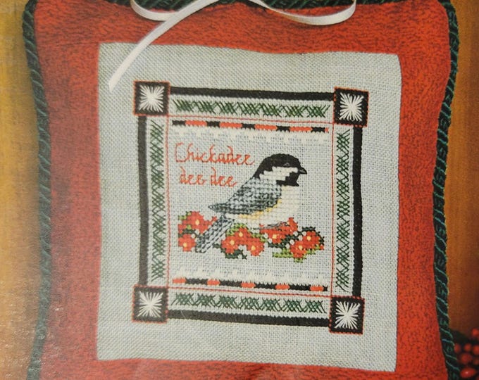 Vintage Something In Common Chickadee dee dee Holiday Ornament Cross Stitch Pattern. FREE SHIPPING.