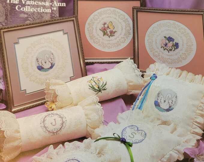Leisure Arts Damask Designs with Beadwork and Ribbon Rose Cross Stitch Pattern. Free SHIPPING. Used Condition